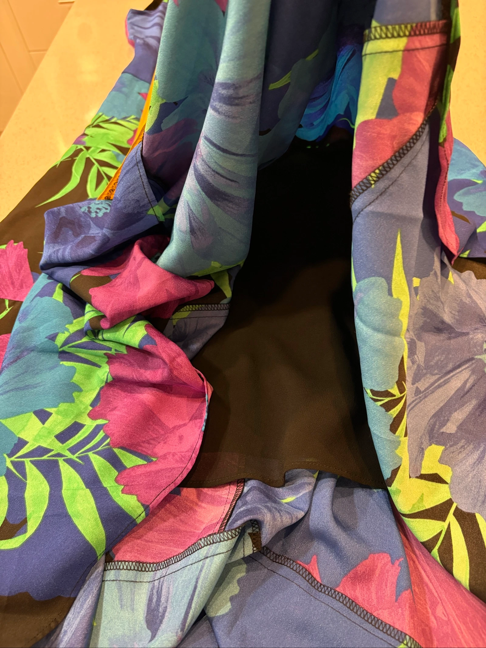 Calvin Klein jurk met bloemenprint blauw/paars, asymmetrisch, maat 4 (US) maat 36/38 – photo 11